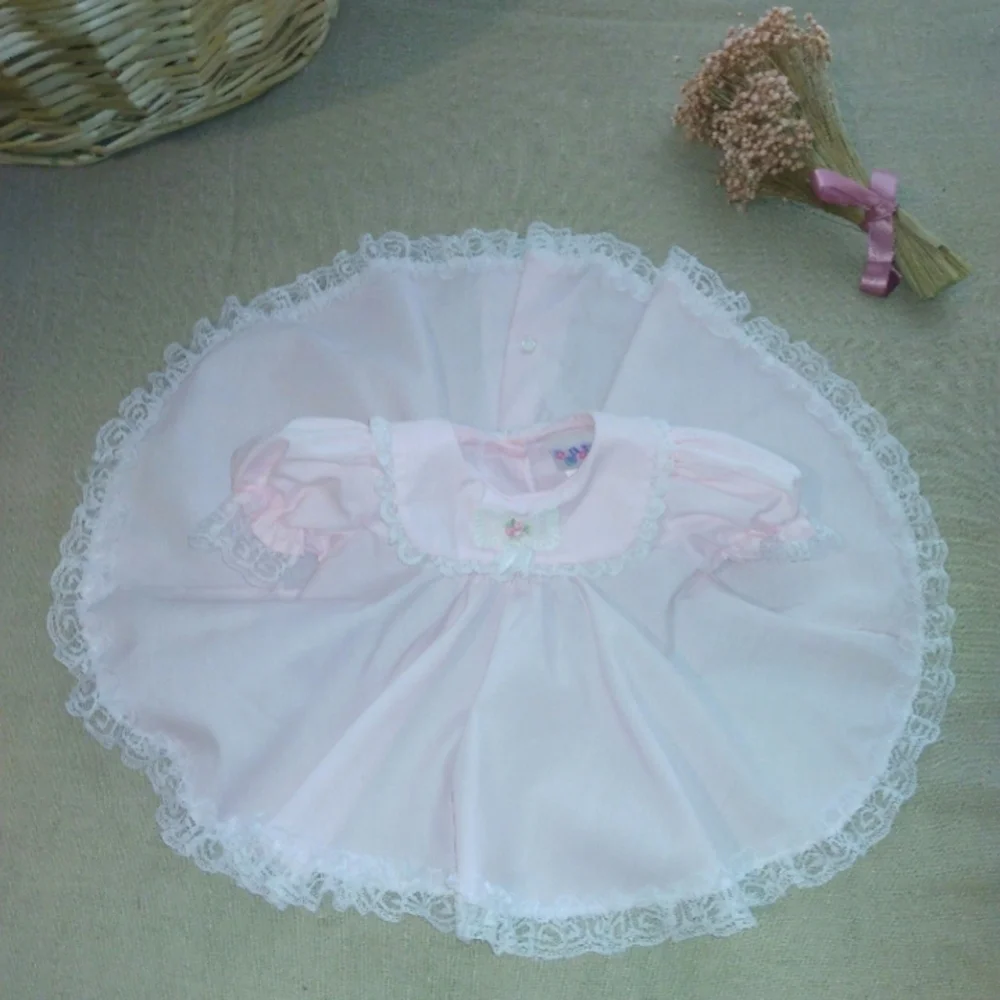 Vintage Pink Baby Dress with Lace Trim - Picture 2 of 8